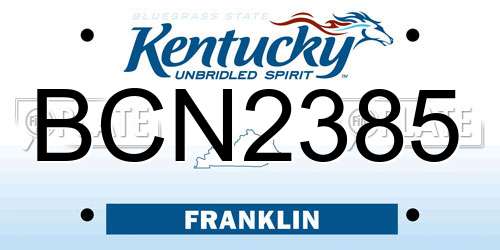 BCN2385 Kentucky License Plate