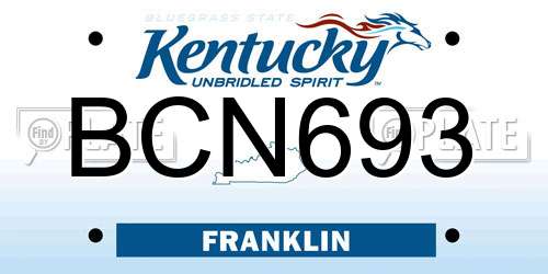 BCN693 Kentucky License Plate