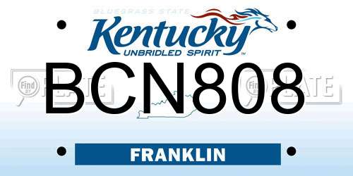 BCN808 Kentucky License Plate