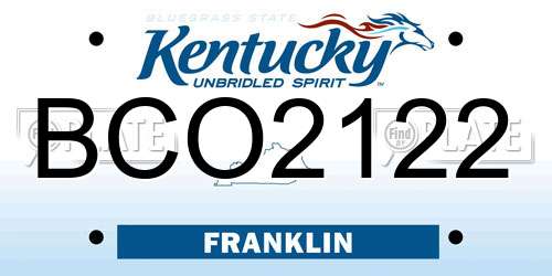 BCO2122 Kentucky License Plate