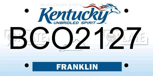 BCO2127 Kentucky License Plate