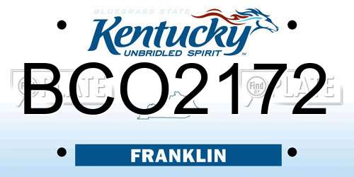 BCO2172 Kentucky License Plate