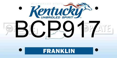 BCP917 Kentucky License Plate