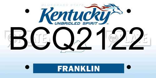 BCQ2122 Kentucky License Plate