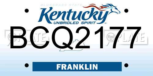 BCQ2177 Kentucky License Plate