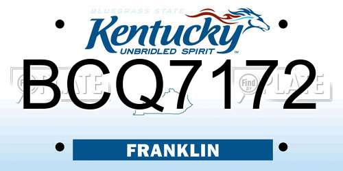 BCQ7172 Kentucky License Plate