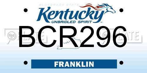 BCR296 Kentucky License Plate