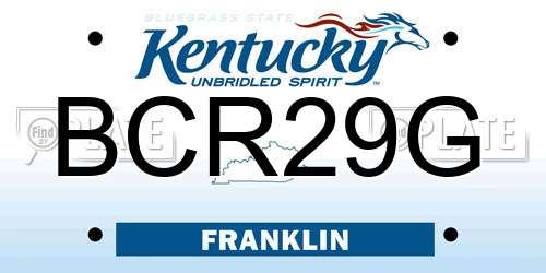 BCR29G Kentucky License Plate