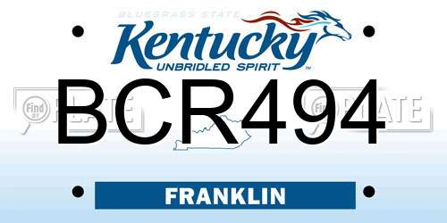 BCR494 Kentucky License Plate