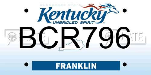 BCR796 Kentucky License Plate