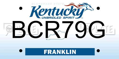 BCR79G Kentucky License Plate