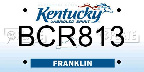 BCR813 Kentucky License Plate