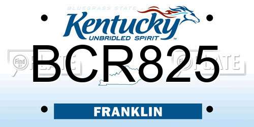 BCR825 Kentucky License Plate