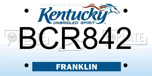 BCR842 Kentucky License Plate
