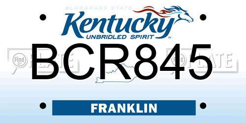 BCR845 Kentucky License Plate