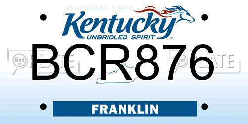BCR876 Kentucky License Plate