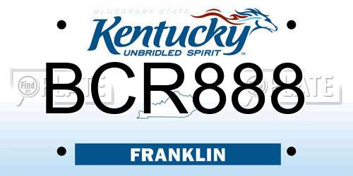 BCR888 Kentucky License Plate
