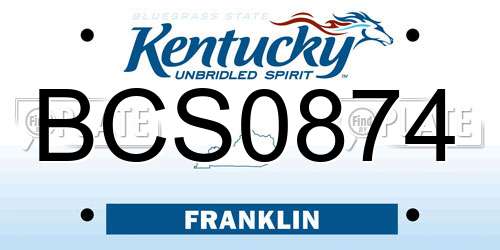 BCS0874 Kentucky License Plate