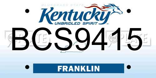 BCS9415 Kentucky License Plate