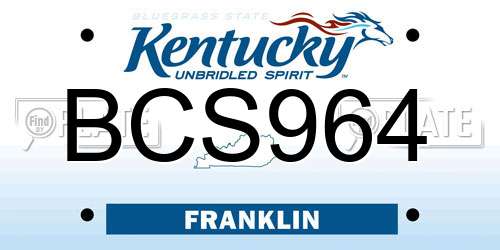 BCS964 Kentucky License Plate