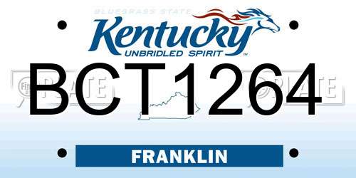 BCT1264 Kentucky License Plate