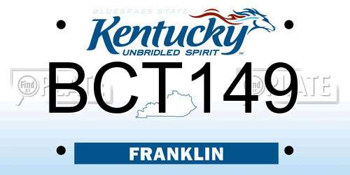 BCT149 Kentucky License Plate