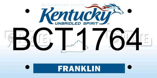 BCT1764 Kentucky License Plate