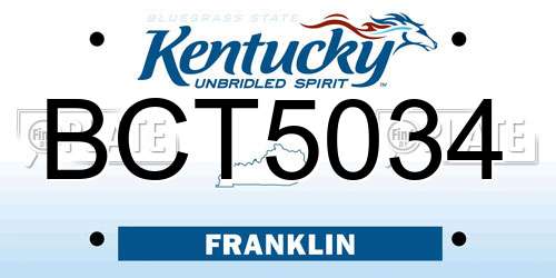 BCT5034 Kentucky License Plate