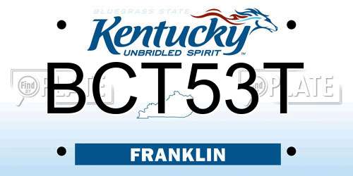 BCT53T Kentucky License Plate