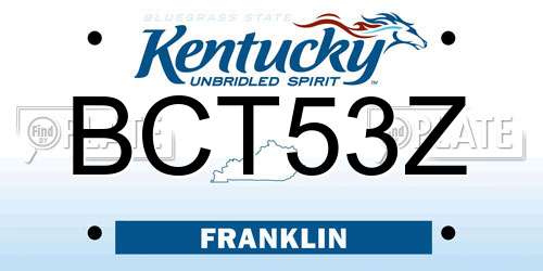BCT53Z Kentucky License Plate