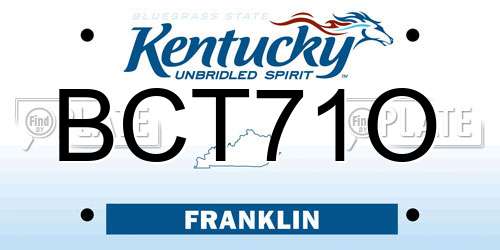 BCT71O Kentucky License Plate