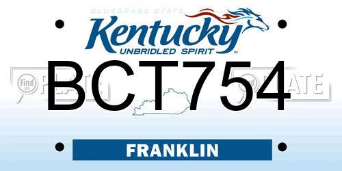 BCT754 Kentucky License Plate