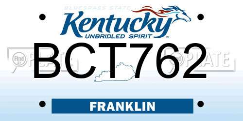 BCT762 Kentucky License Plate