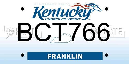 BCT766 Kentucky License Plate