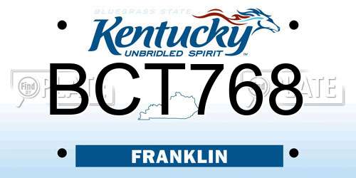BCT768 Kentucky License Plate
