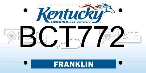 BCT772 Kentucky License Plate