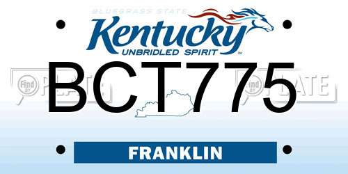 BCT775 Kentucky License Plate