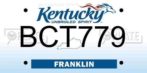 BCT779 Kentucky License Plate