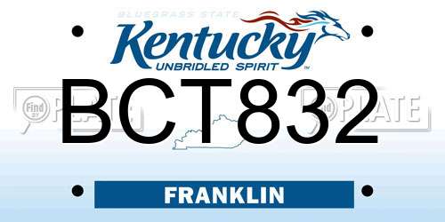 BCT832 Kentucky License Plate