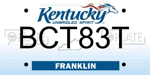 BCT83T Kentucky License Plate