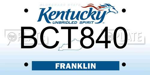 BCT840 Kentucky License Plate
