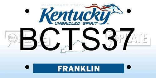 BCTS37 Kentucky License Plate
