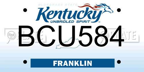 BCU584 Kentucky License Plate