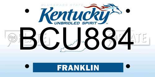 BCU884 Kentucky License Plate
