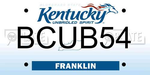 BCUB54 Kentucky License Plate