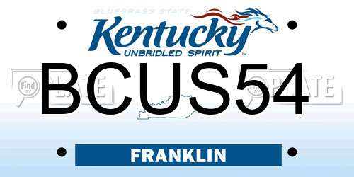 BCUS54 Kentucky License Plate