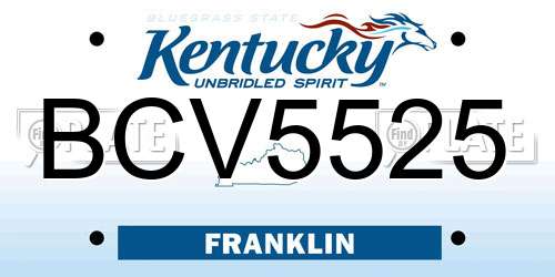 BCV5525 Kentucky License Plate