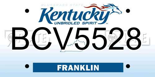 BCV5528 Kentucky License Plate