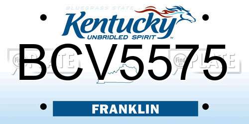 BCV5575 Kentucky License Plate