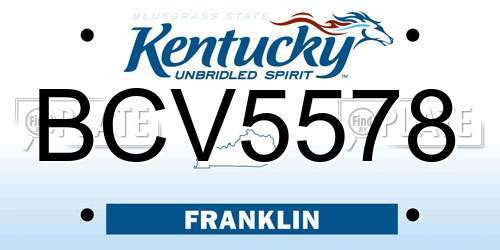 BCV5578 Kentucky License Plate